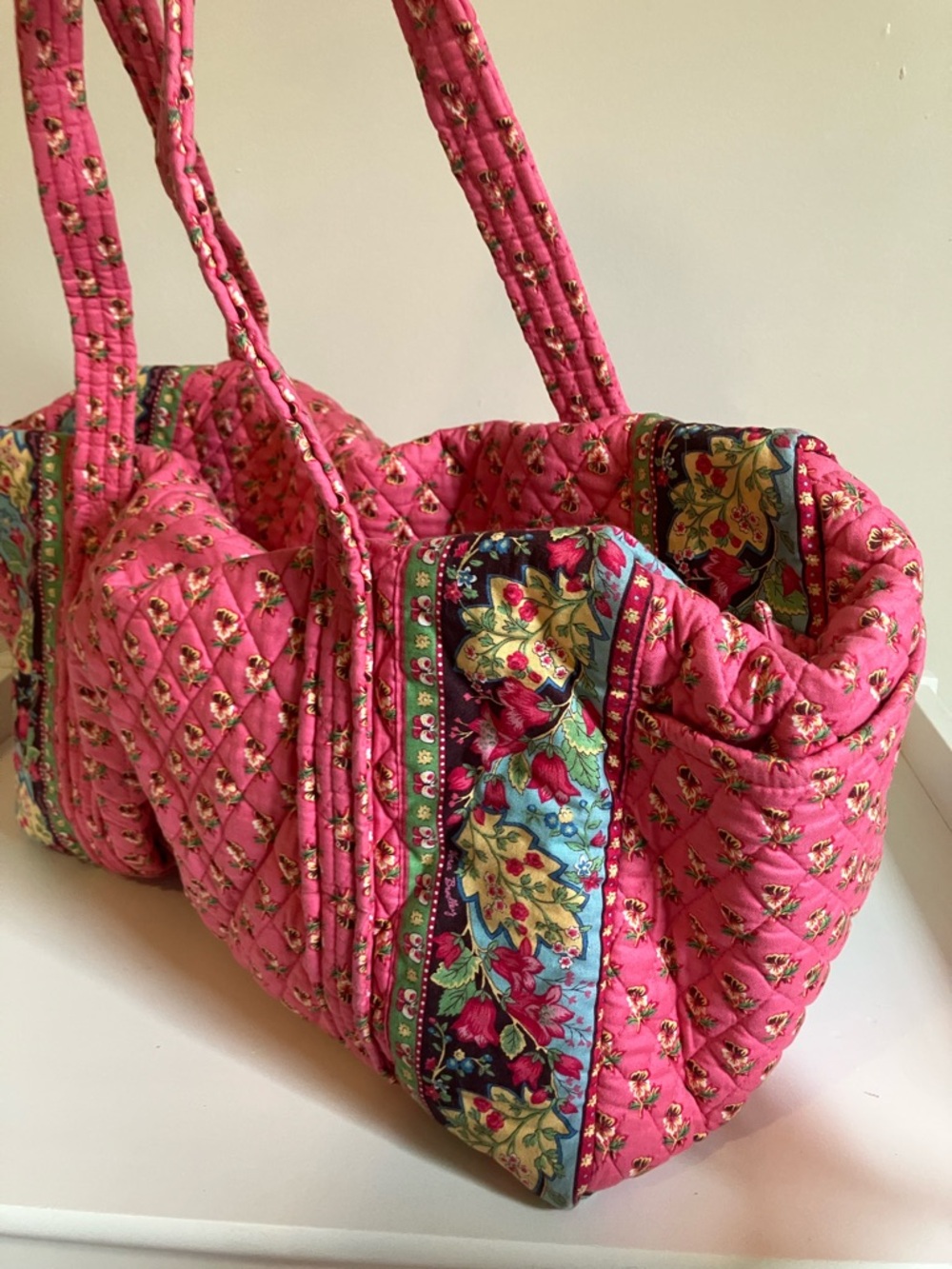 Vintage Vera Bradley Pink Pansy Duffle Bag - Picture 9 of 11